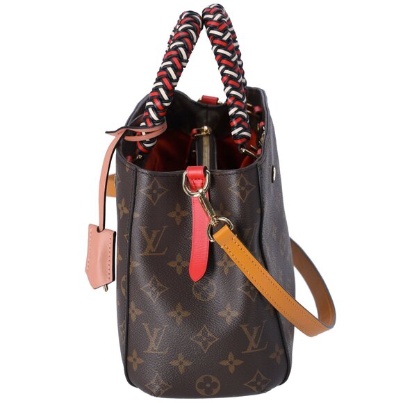 Louis Vuitton Montaigne BB Monogram Handbag M44671 Red Braided Handles - Picture 5 of 8